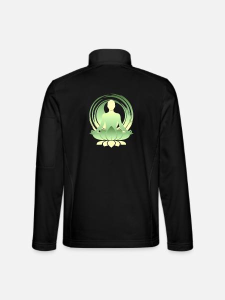 Lotusmeditation Grüngold Yoga Silhouette - Unisex Softshelljacke - Schwarz