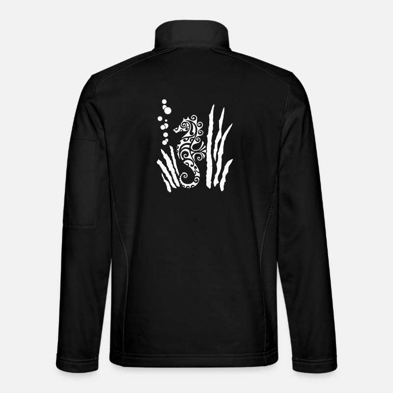 White Tribal Seahorse - Unisex Softshell Jacket - black