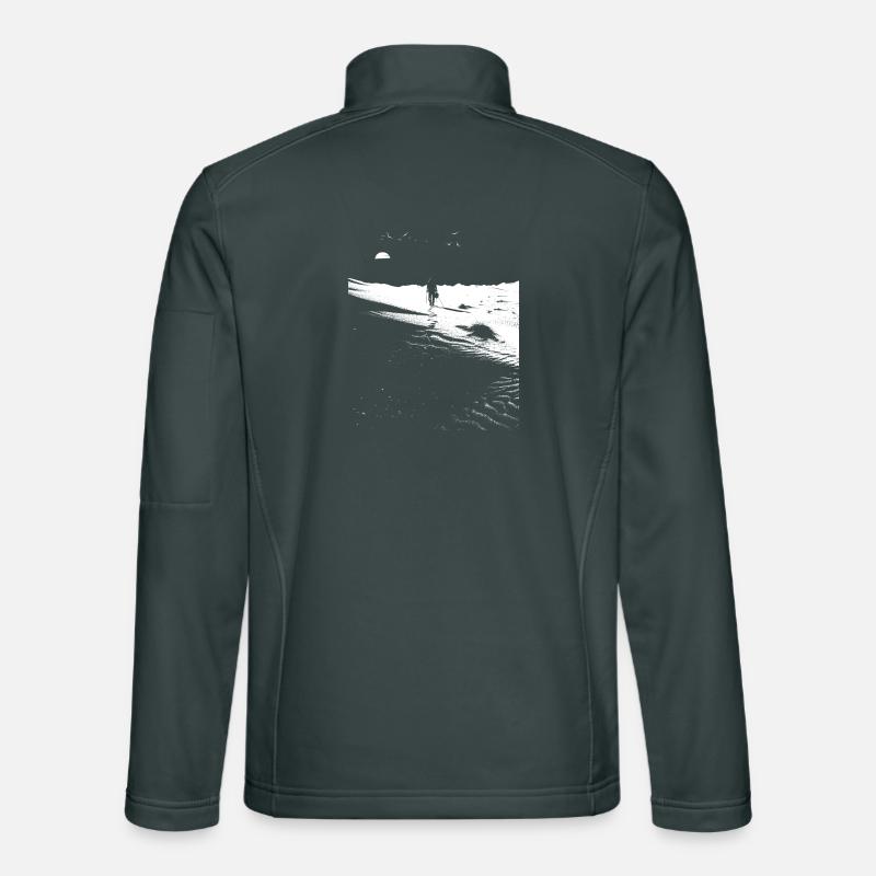 Path through the desert with footprints - Monochrome Art Unisex Softshell Jacket