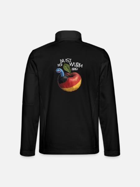 Wurm im Apfel mit Spruch - Unisex Softshelljacke - Schwarz