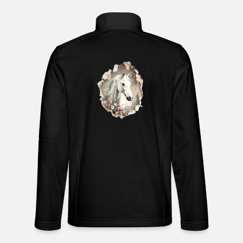Pferd Blumen - Unisex Softshelljacke - Schwarz