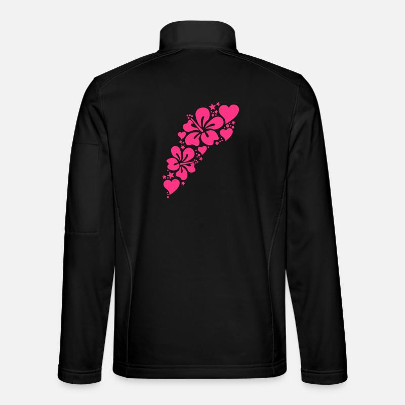 hibiskus herzen blumen muster - Unisex Softshelljacke - Schwarz