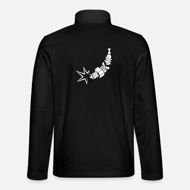 Spark plug comic with face - Unisex Softshell Jacket - black