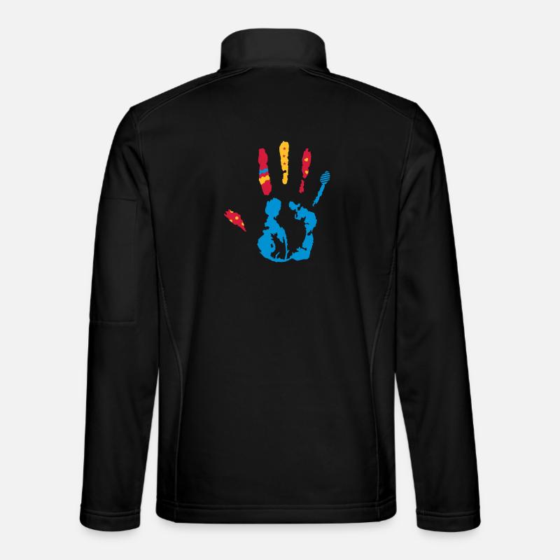 bunter Handabdruck mit verschiedene Formen - Unisex Softshelljacke - Schwarz