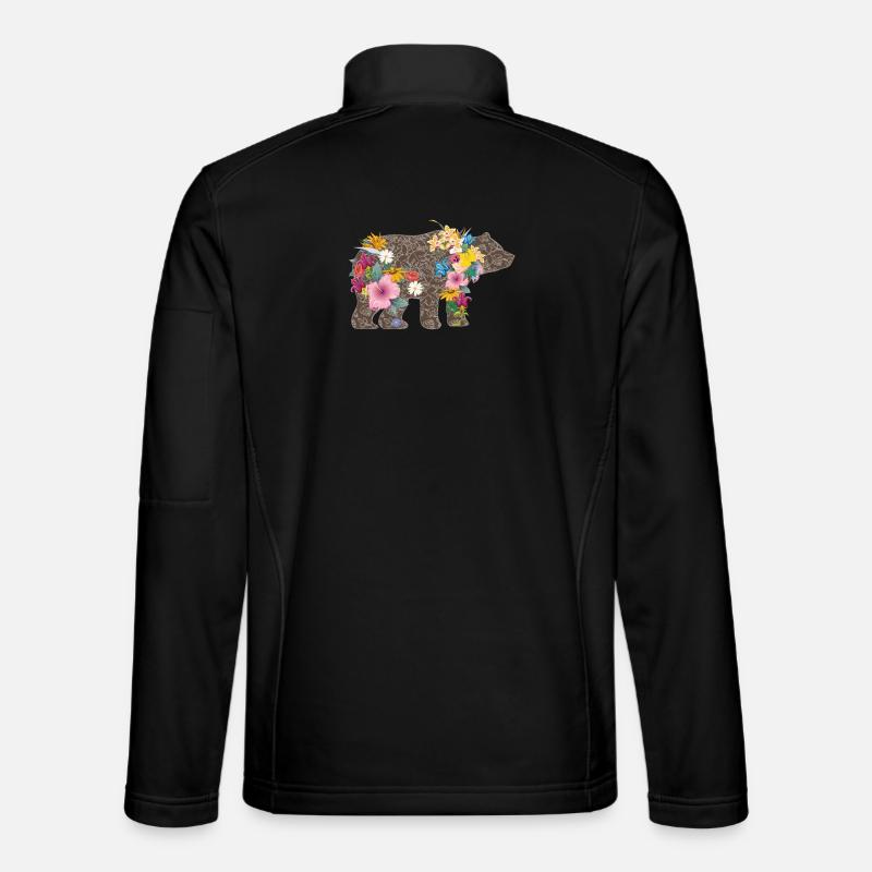 A bear with flowers - Unisex Softshell Jacket - black