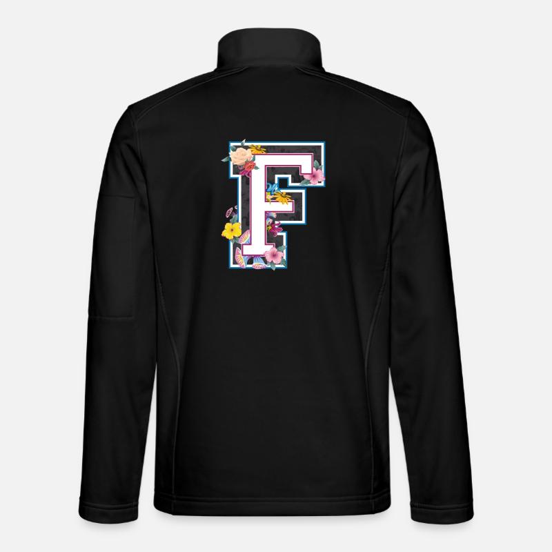Letter F in varsity style - Unisex Softshell Jacket - black