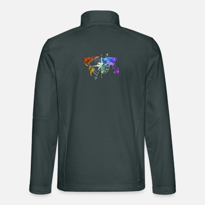 World map compass white Unisex Softshell Jacket