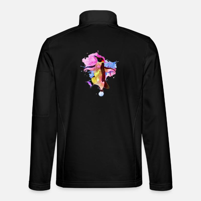 Kosmischer Pinguin Aquarell - Unisex Softshelljacke - Schwarz
