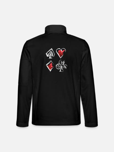 Skat Poker Game Cards Game Colors Heart of Spades Caro - Unisex Softshell Jacket - black - Back