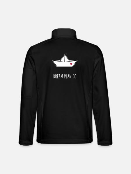 Dream Plan Do - Bateau en papier Cœur - Veste en tissu softshell Unisexe - noir - Dos