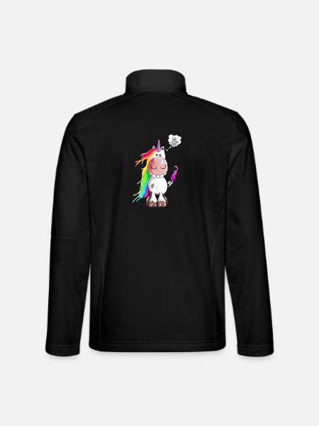 Einhorn grinst sich ein ab - Unisex Softshelljacke - Schwarz - Hinten