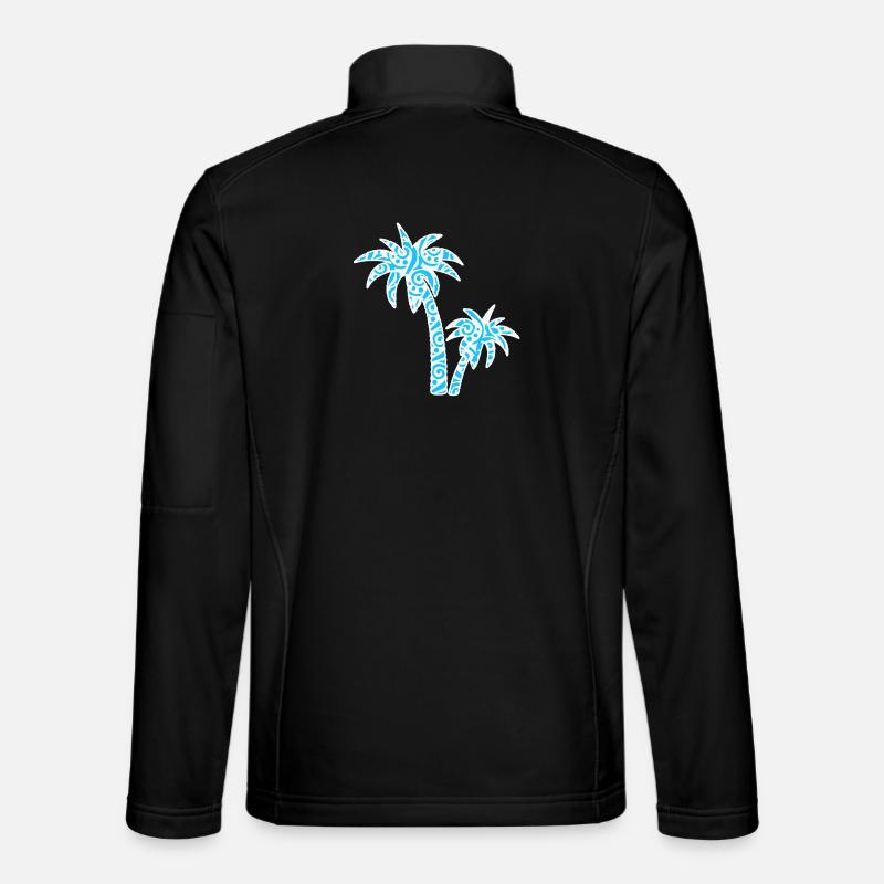 Tropic Wave Abstract Palm Design - Unisex Softshell Jacket - black