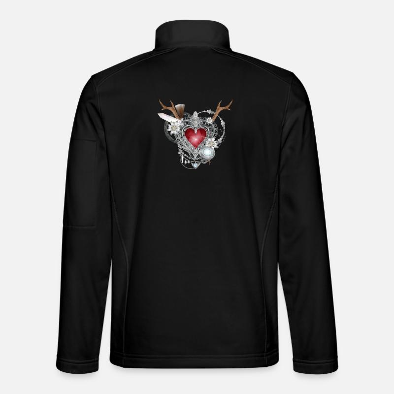 Extravaganter bayerischer Trachtenschmuck - Unisex Softshelljacke - Schwarz