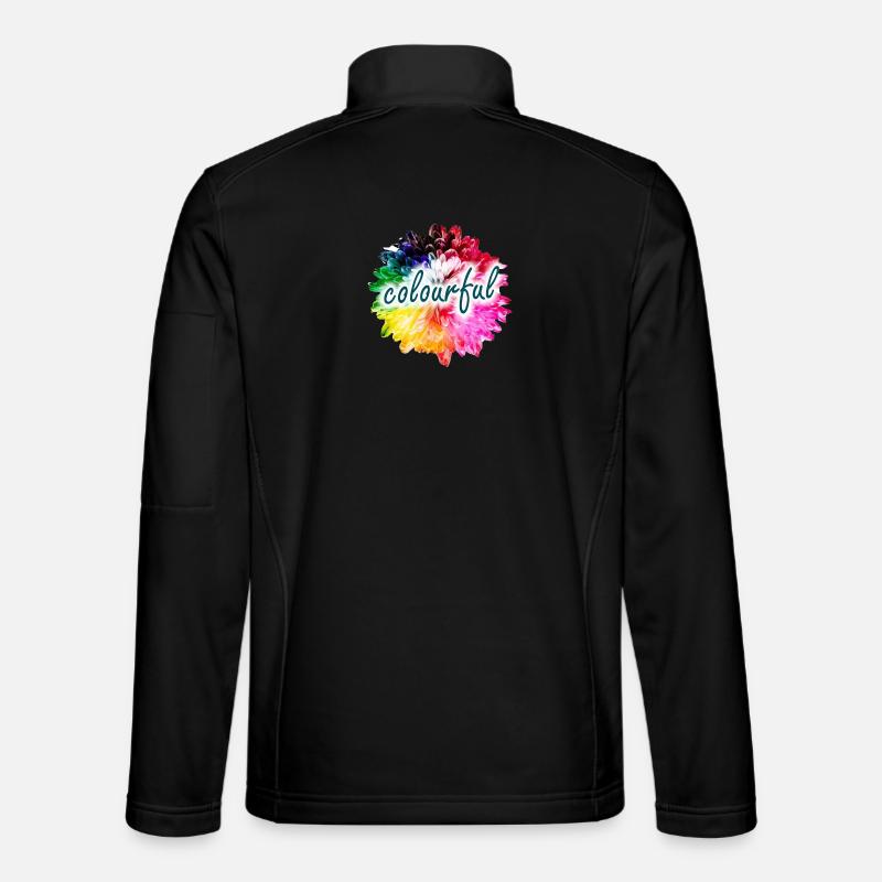 Regenbogenblume Farbexplosion - Unisex Softshelljacke - Schwarz