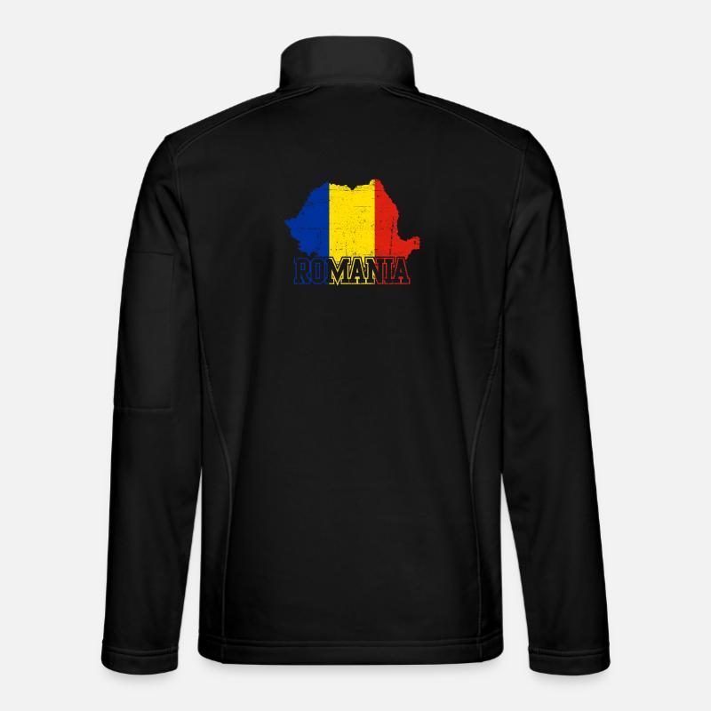 Romania Map Flag Emblem - Unisex Softshell Jacket - black