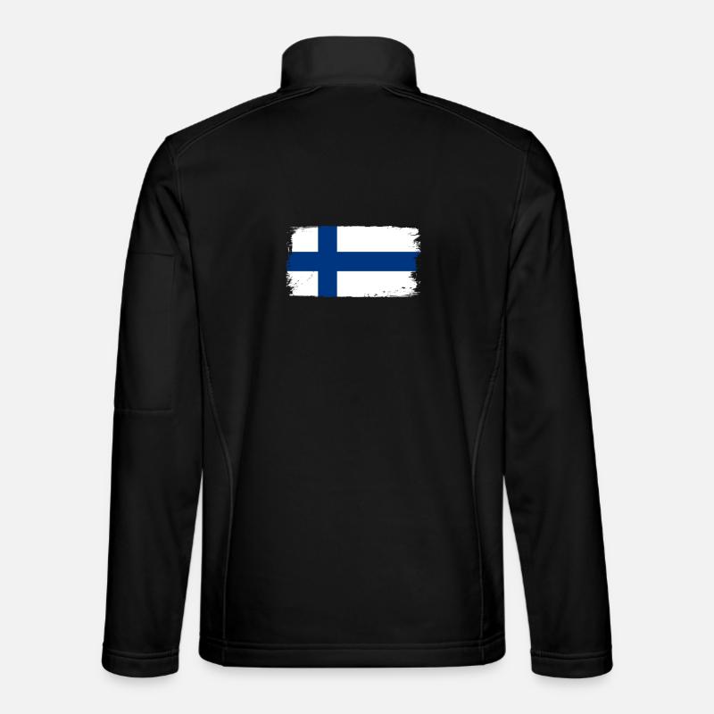 Finnische Flaggenpinselkunst - Unisex Softshelljacke - Schwarz