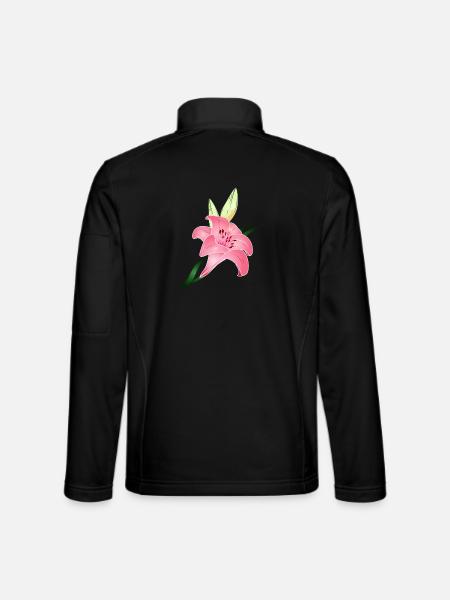 fleur de lys rose avec deux bourgeons - Veste en tissu softshell Unisexe - noir - Dos