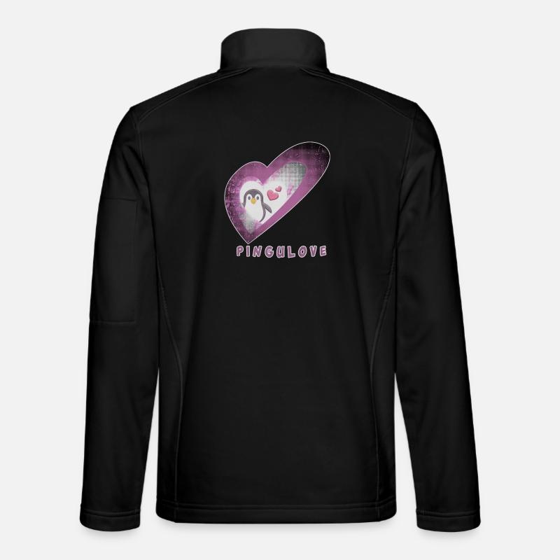 Pingulove Heart Penguin Design - Unisex Softshell Jacket - black