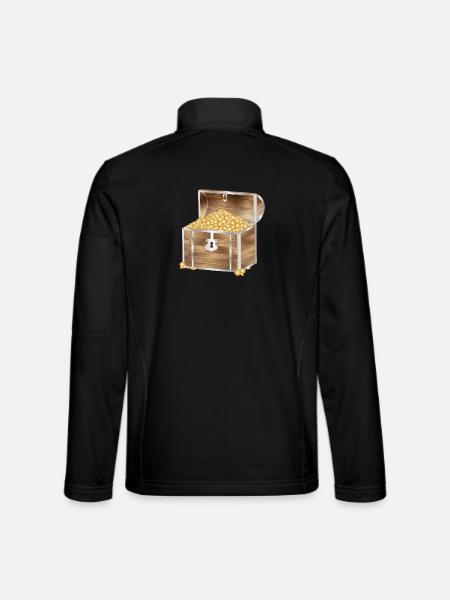 Coffre au trésor en bois rempli de pièces d’or - Veste en tissu softshell Unisexe - noir - Dos