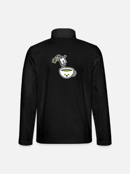Lustige Matcha Grüner Tee Kawaii Cartoon Teetasse - Unisex Softshelljacke - Schwarz