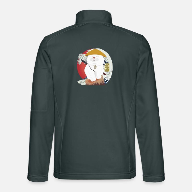 Chat samouraï assis sur le bois Veste en tissu softshell Unisexe