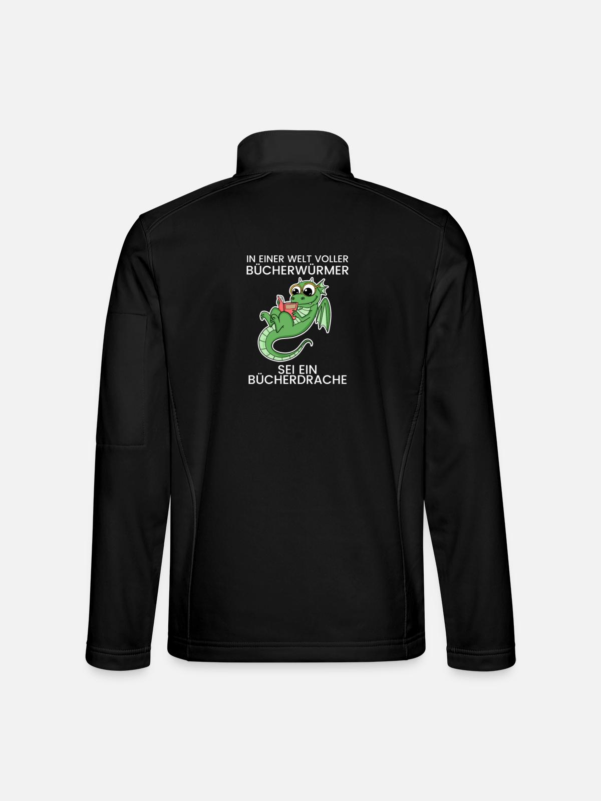 Bücher Drache Drachen - Unisex Softshelljacke - Schwarz - Hinten