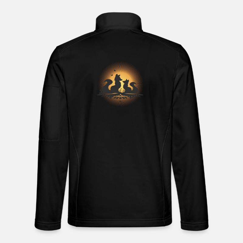 Romantische Fuchs-Silhouette im Mondschein - Unisex Softshelljacke - Schwarz