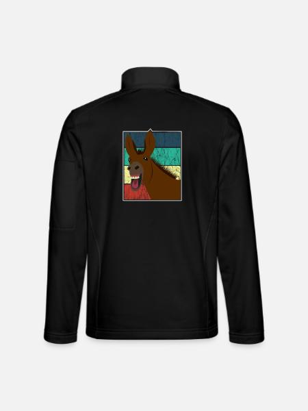 Maultier Muli Esel Pferd Vintage Geschenk - Unisex Softshelljacke - Schwarz - Hinten