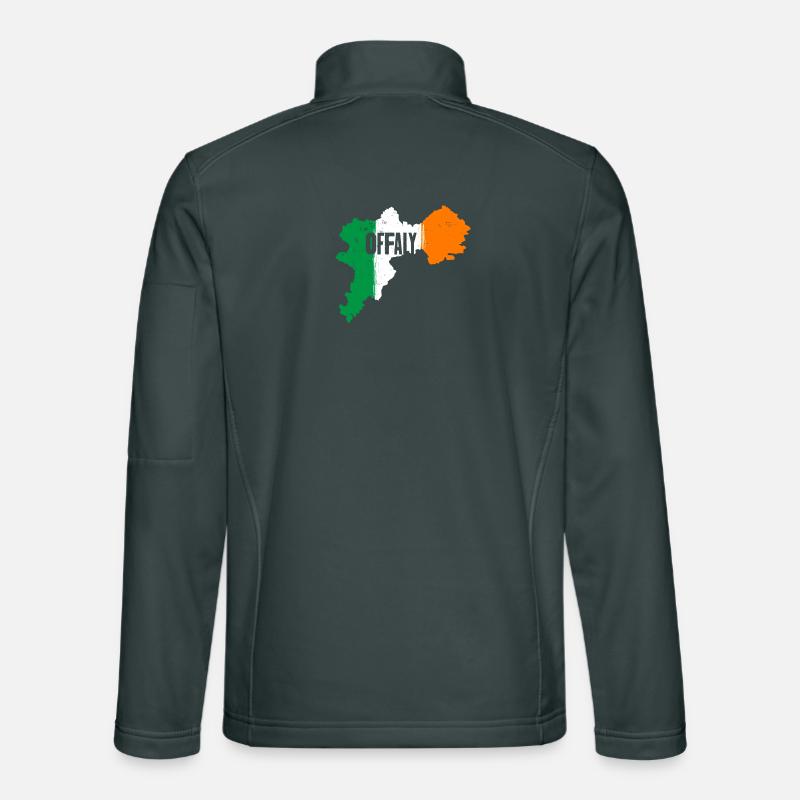 | du comté d’Offaly Irlande Contour de la carte du drapeau Veste en tissu softshell Unisexe