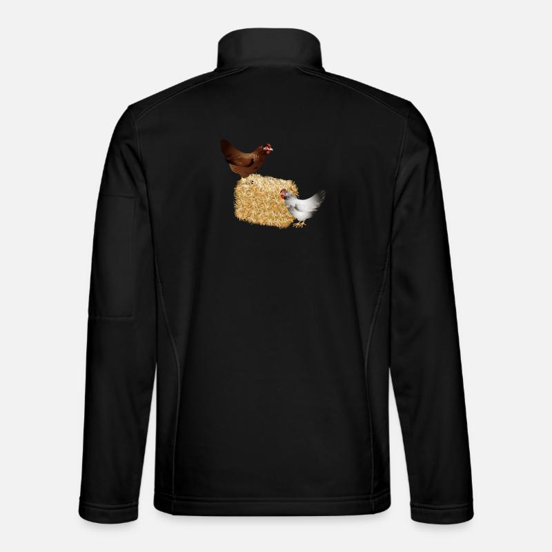 two chickens on a bale of straw Unisex Softshell Jacket