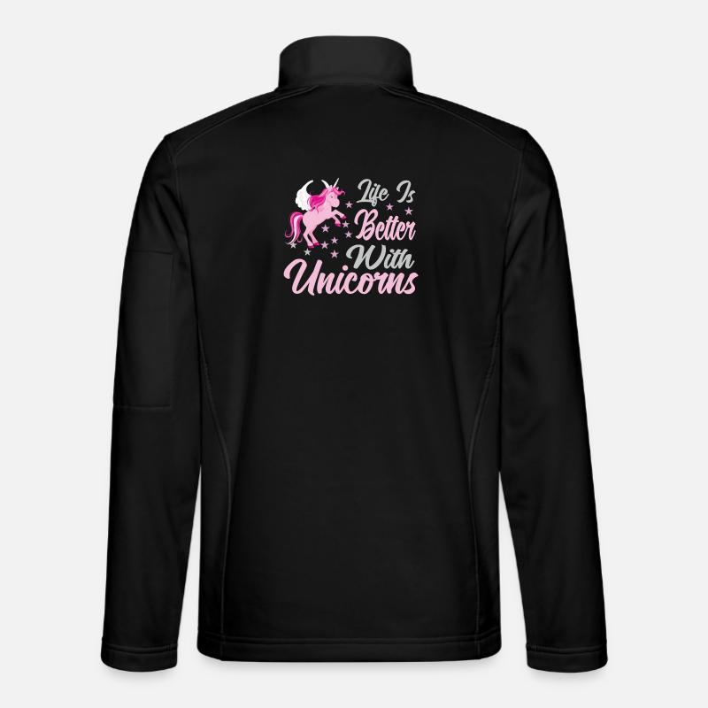 Leben ist besser mit Einhörnern - Unisex Softshelljacke - Schwarz