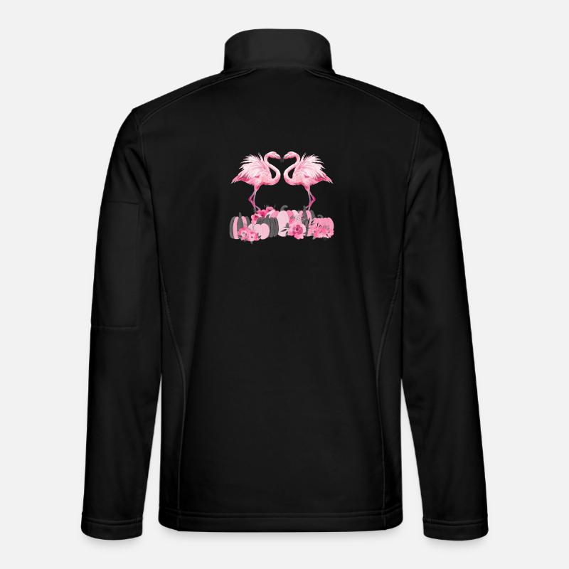 Herbst Flamingo Thanksgiving Kürbis - Unisex Softshelljacke - Schwarz