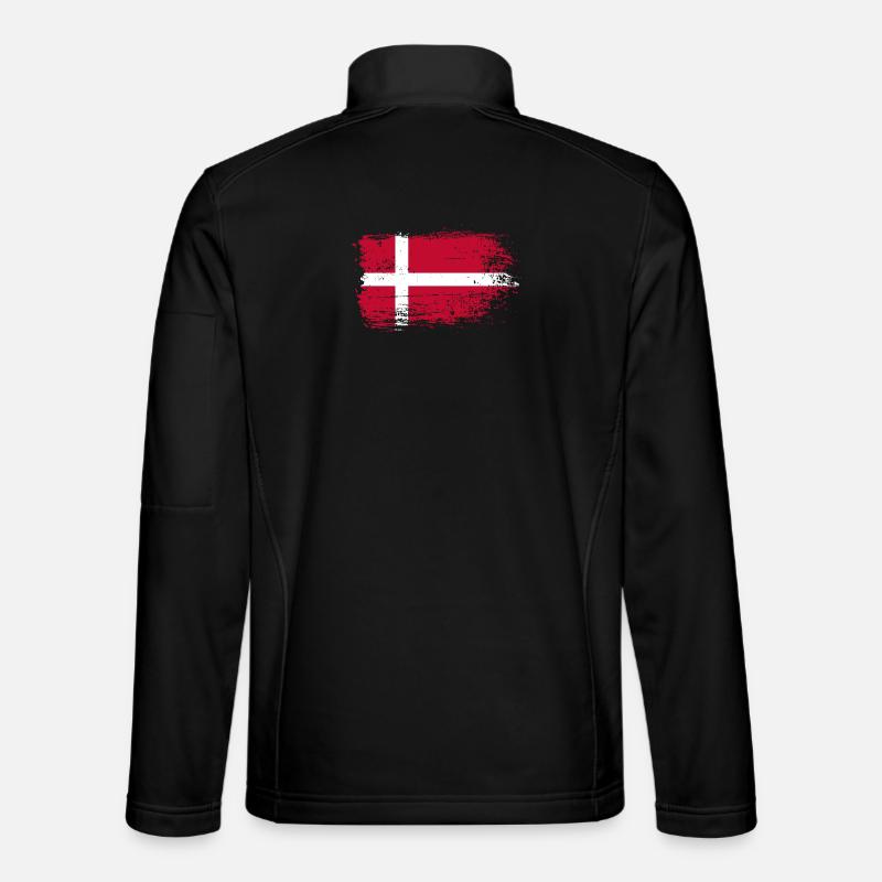 Grunge Danish Flag Print Unisex Softshell Jacket