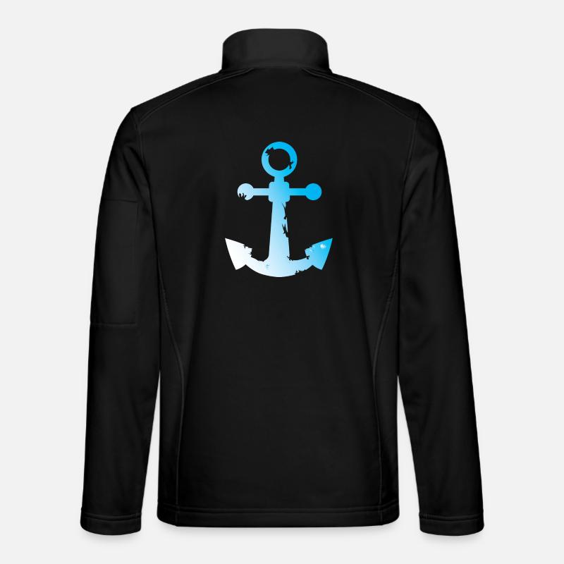 Utilisé look symbole d’ancre mer eau mer graphique Veste en tissu softshell Unisexe