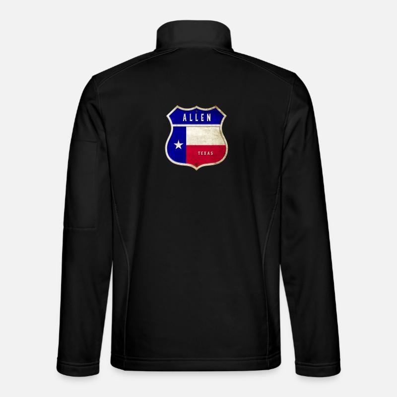 Allen Texas crest flags design - Unisex Softshell Jacket - black