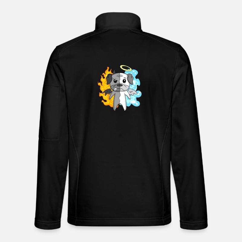 Dog Pug - Angel and Devil - Unisex Softshell Jacket - black