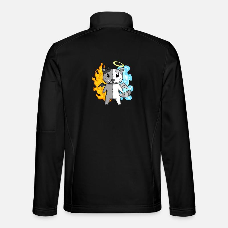 Cat Angel and Devil - Unisex Softshell Jacket - black