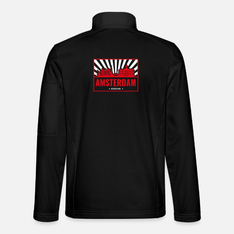 Amsterdam Skyline Red Silhouette - Unisex Softshell Jacket - black