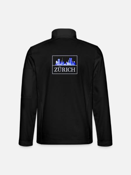Zurich Skyline Blue Silhouette - Unisex Softshell Jacket - black