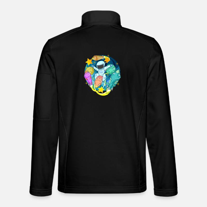 Astronaut im Weltall mit Raketen - Unisex Softshelljacke - Schwarz