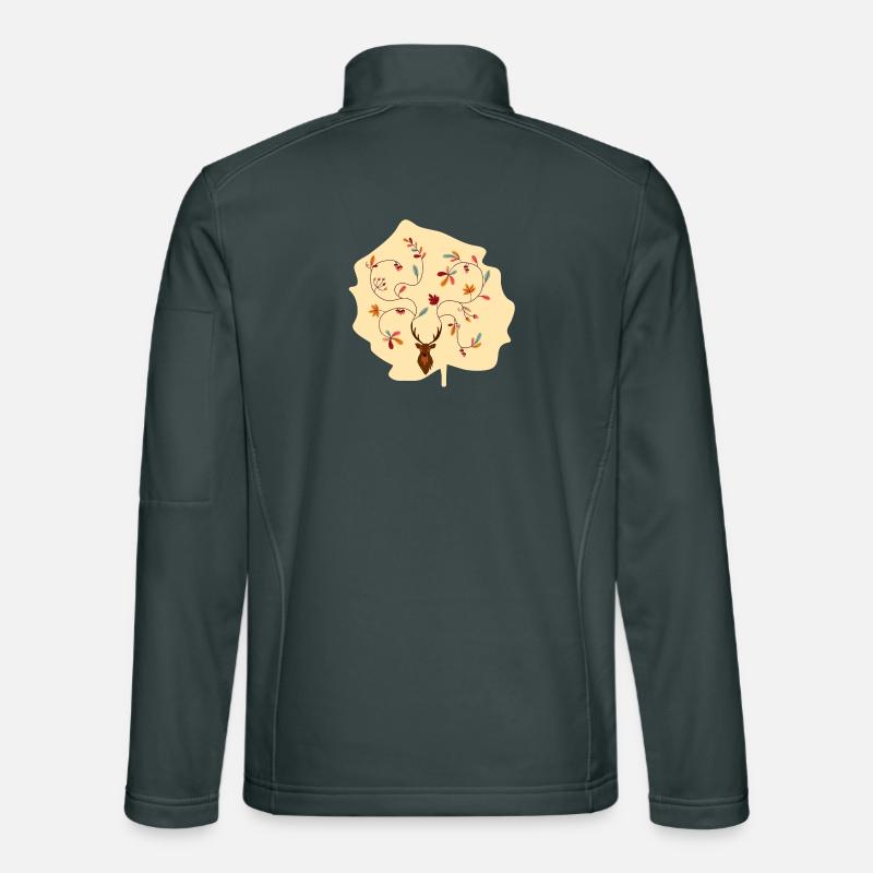 Hirsch im Herbst Geschenk Idee Geweih mit Blättern Unisex Softshelljacke