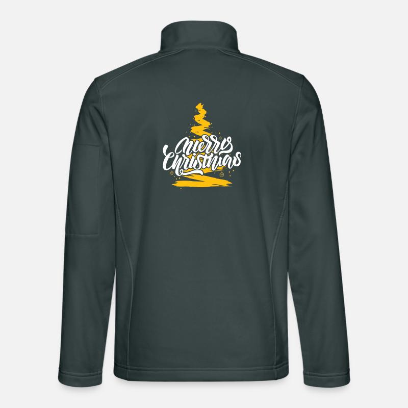 Merry Christmas Script on Gold Tree Unisex Softshell Jacket