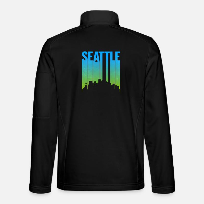 Estampe d’art au néon de la Skyline de Seattle Veste en tissu softshell Unisexe