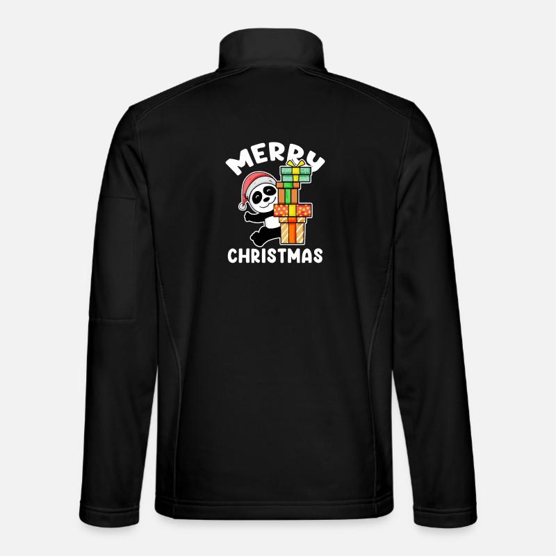 Joyeux panda de Noël - Veste en tissu softshell Unisexe - noir