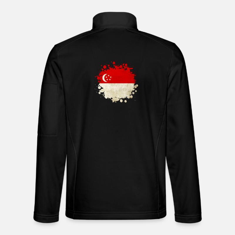 Singapore flag design - Unisex Softshell Jacket - black