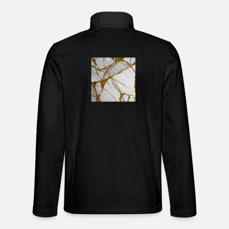Texture de pierre de marbre marbré blanc-or Veste en tissu softshell Unisexe