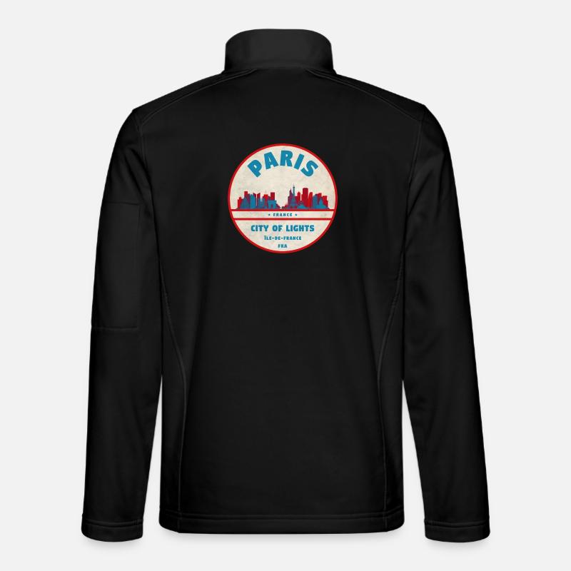 Paris City Lights Retro Badge - Unisex Softshell Jacket - black