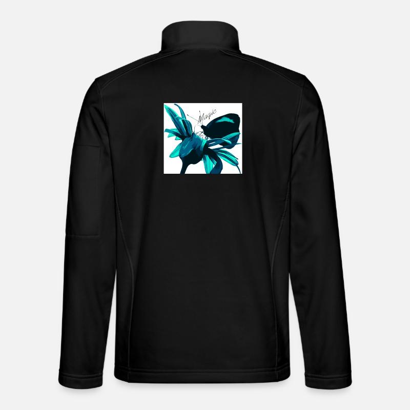 Imprimé fleur magique turquoise - Veste en tissu softshell Unisexe - noir