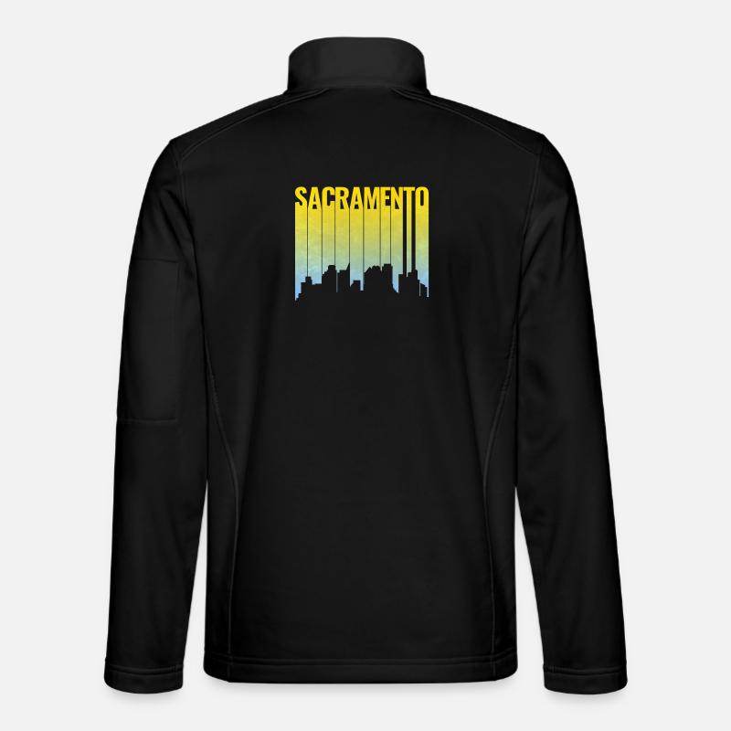 Sacramento Skyline Yellow Blue Gradient - Unisex Softshell Jacket - black