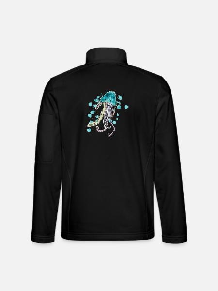 Watercolor Jellyfish Design for Sea Lovers - Unisex Softshell Jacket - black